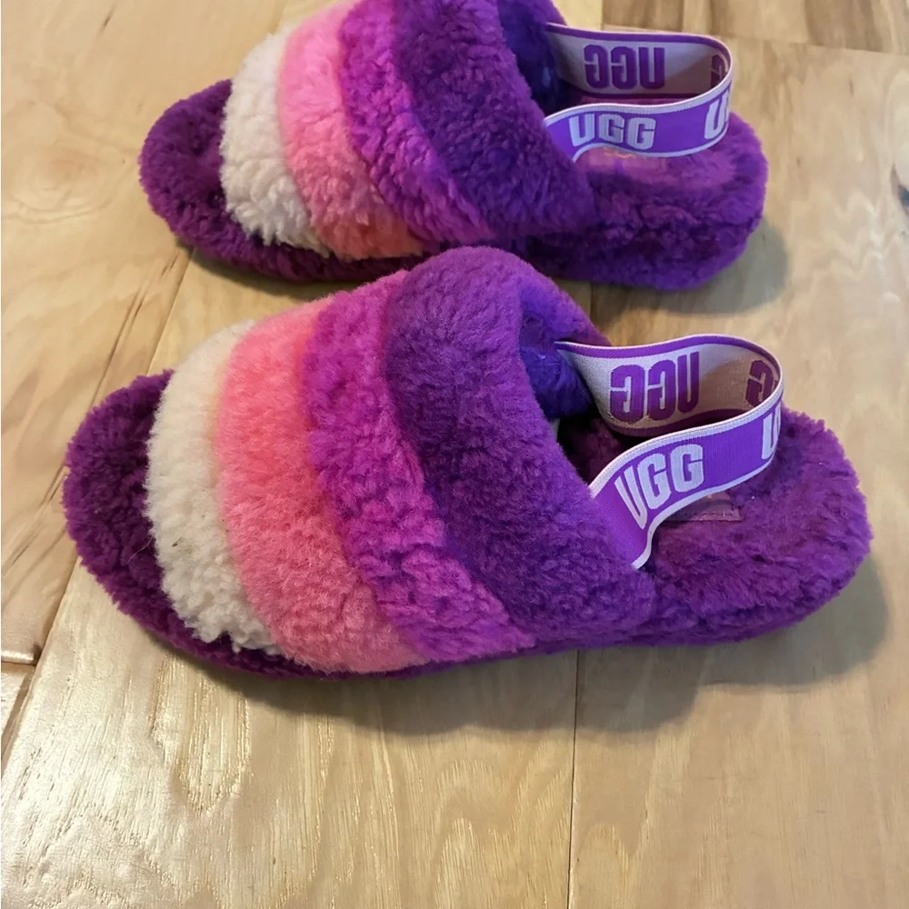 UGG Fluff Yeah Slide Berrylicious Multi Sheepskin Size 7 - Picture 4 of 9